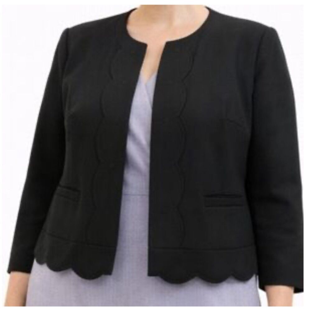 Ann Taylor Open Front Scallop Trim Blazer Jacket Small Petite
